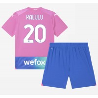 Camisa de Futebol AC Milan Pierre Kalulu #20 Equipamento Alternativo Infantil 2023-24 Manga Curta (+ Calças curtas)